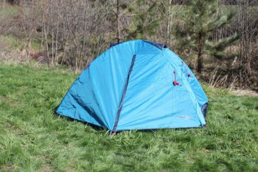 This is an image of the Cabela's Orion 2 Backpacking Tent fully setup.