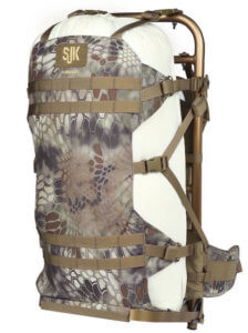 This Slumberjack Rail Hauler 2.0 review image shows the backpack loaded with a game bag.