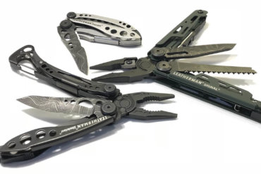 This photo shows the Leatherman Signal Topo Multi-Tool, Leather Skeletool Topo Multi-Tool and the Leatherman Freestyle Topo Multitool.