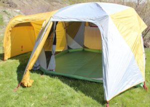 This best camping tent photo shows the Eureka! Boondocker 6 Person Tent set up with the doors open.