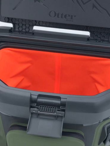This photo shows the OtterBox Trooper 20 soft-sided cooler with the lid open.