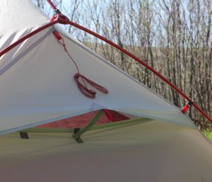 This photo shows the MSR Hubba Tour 2 Tent vent from the outside, opened.