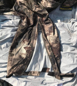 This photo shows the pant leg of the Cabela's Space Rain Pants.