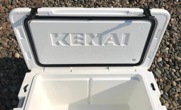 This photo shows the Grizzly Kenai 45 cooler with the lid open.