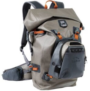 This best fishing backpack photo shows the L.L.Bean Waterproof Switchpack.
