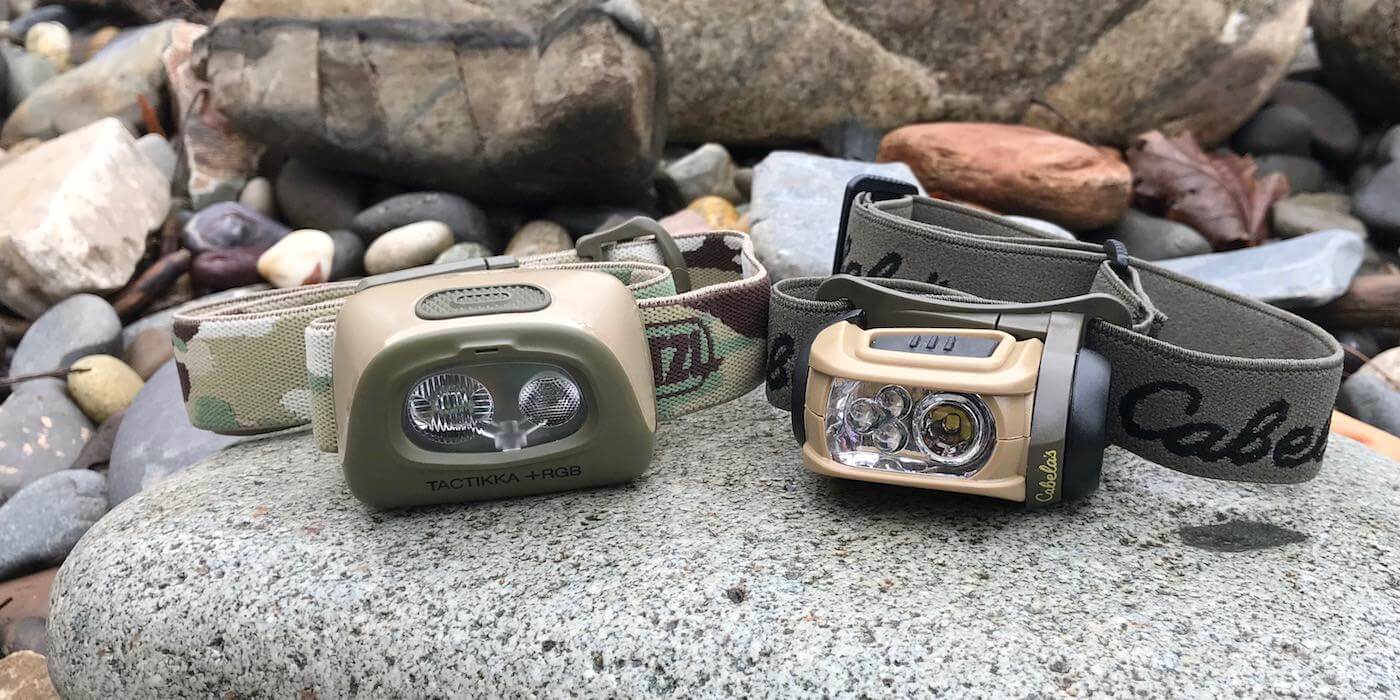 This photo shows two headlamps for hunting.