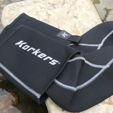 This photo shows the Korkers I-Drain Neoprene Guard Socks.