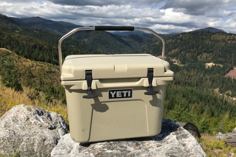 This photo shows the YETI Roadie 20 cooler outside.