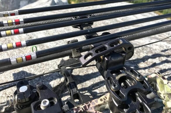 This photo shows the TightSpot Quiver mounting bracket on a compound bow.