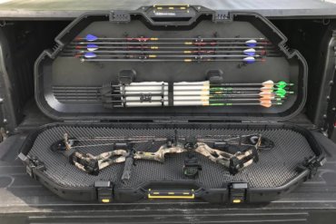 This photo shows the Plano All Weather Bow Case with a compound bow inside.
