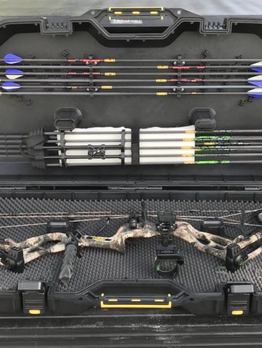 This photo shows the Plano All Weather Bow Case with a compound bow inside.