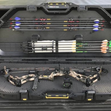 This photo shows the Plano All Weather Bow Case with a compound bow inside.