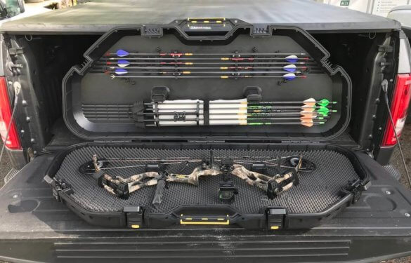 This photo shows the Plano All Weather Bow Case with a compound bow inside. 