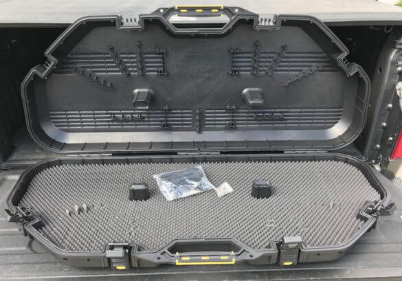 This photo shows the inside of the Plano All Weather Bow Case.