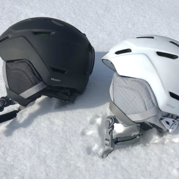 This photo shows the Smith Mission and Mirage Snow Helmets for skiing and snowboarding.