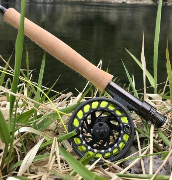 This photo shows a closeup of the Orvis Clearwater II Fly Reel. 