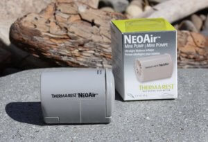 This photo shows the Therm-a-Rest NeoAir Mini Pump with the box packaging.
