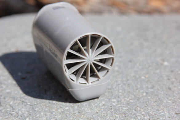 This review photo shows a closeup of the Therm-a-Rest NeoAir Mini Pump from the back side.