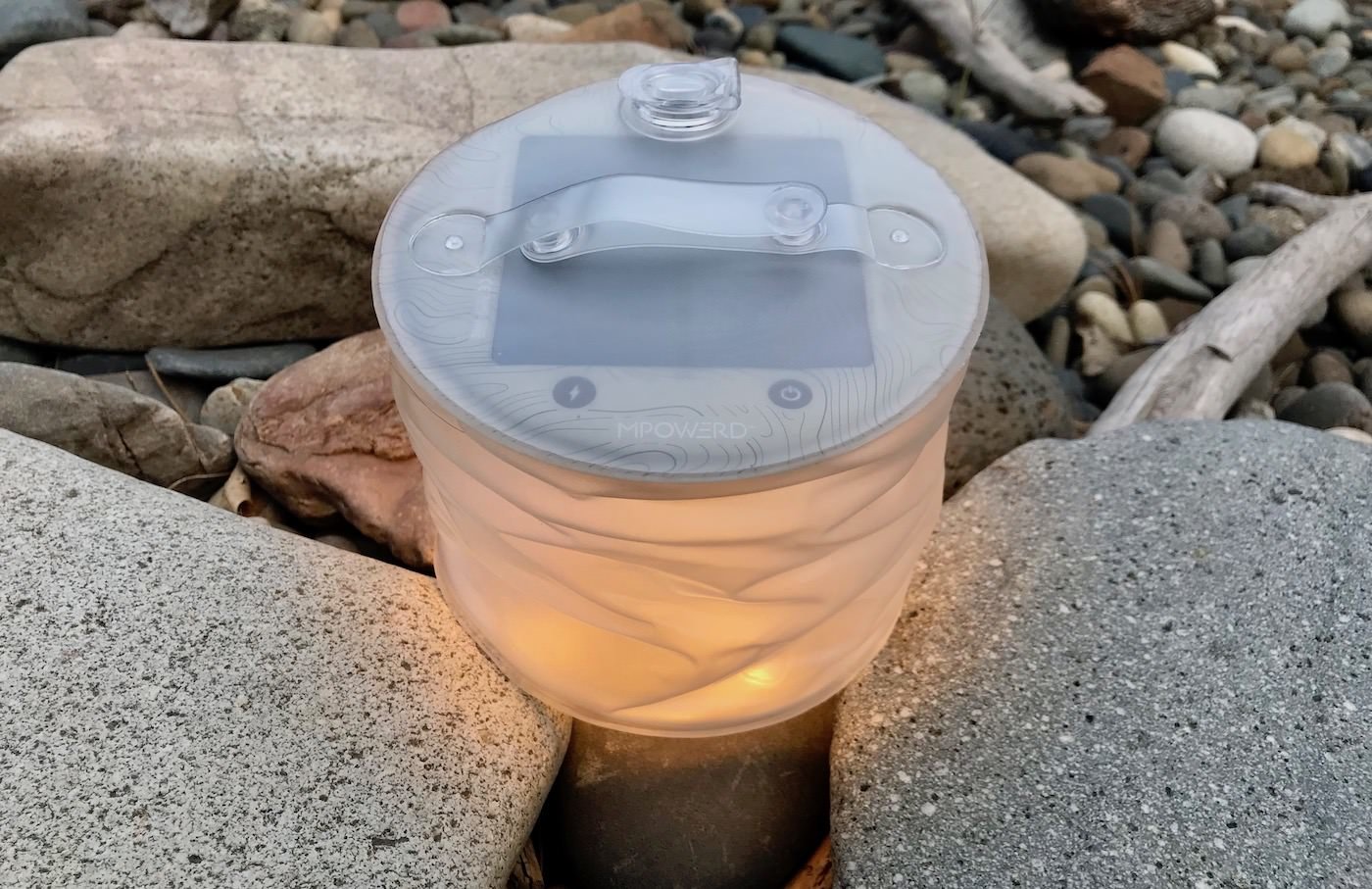 This photo shows the MPOWERD Luci Pro Series lantern on outside.