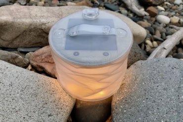 This photo shows the MPOWERD Luci Pro Series lantern on outside.