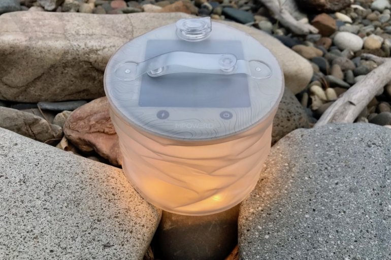 This photo shows the MPOWERD Luci Pro Series lantern on outside.
