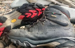 This photo shows the Zamberlan 996 VIOZ GTX boots sole and side.