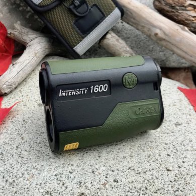 This photo shows the Cabela's Intensity 1600 Laser Rangefinder with its included carry case.