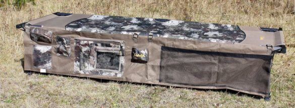 This photo shows the Cabela's O2 Octane Camp Cot with Organizer.