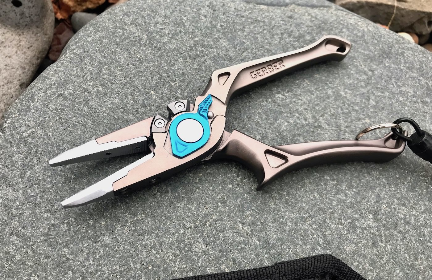 This photo shows the Gerber Magniplier - Salt fishing pliers.