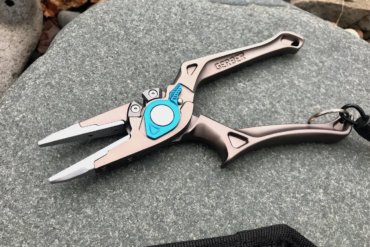 This photo shows the Gerber Magniplier - Salt fishing pliers.