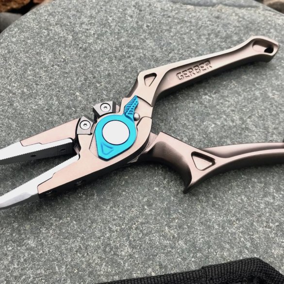 This photo shows the Gerber Magniplier - Salt fishing pliers.