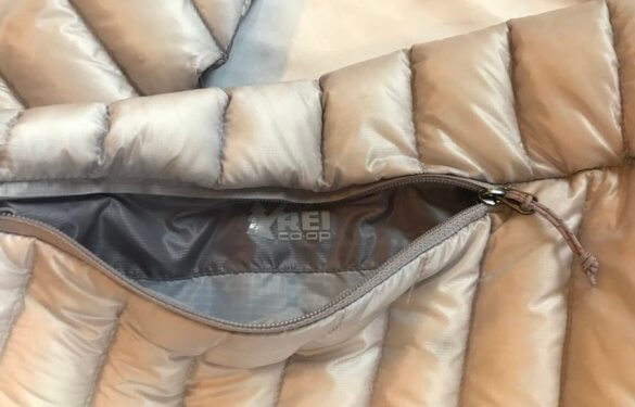 This photo shows the pocket on the REI Co-op Magma 850 Down Hoodie 2.0.