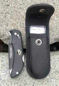This photo shows the Outdoor Edge RazorPro knife closed with the case.