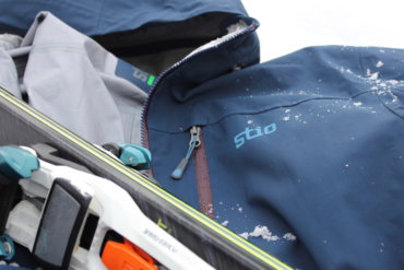 This photo shows the Stio Environ Jacket shell for skiing and snowboarding.