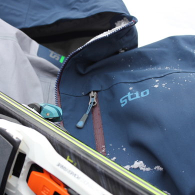 This photo shows the Stio Environ Jacket shell for skiing and snowboarding.