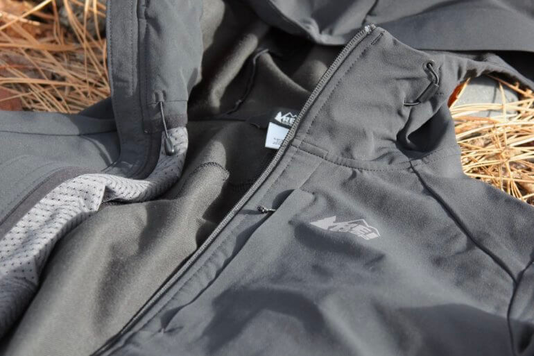 This review photo shows the REI Co-op Activator Soft-Shell Jacket chest pocket.