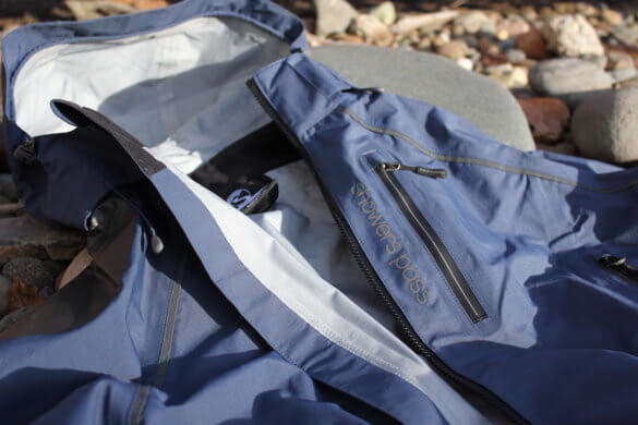 This photo shows the front of the Showers Pass Refuge Jacket.