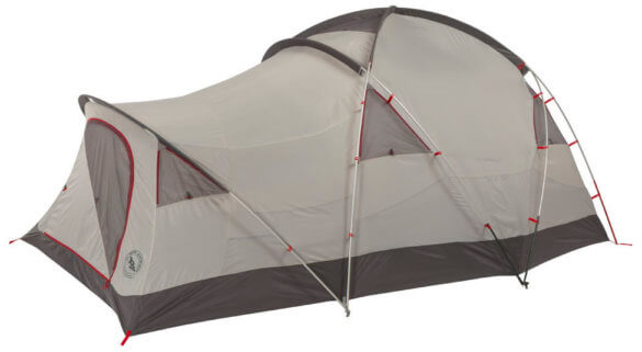 This photo shows the Big Agnes Mad House 8 Tent for mountaineering and bad weather.