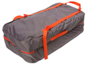 This photo shows the backpack-style carry bag for the Big Agnes Big House Tent.