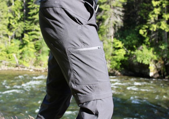 This photo shows a side view of the Stio Coburn XT Convertible Pants.
