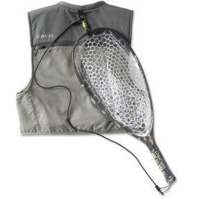 This fly fishing gift recommendation image shows the Orvis Magnetic Net Release with a fly fishing net.