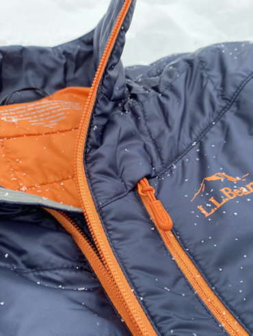This review photo shows a closeup of the men's L.L.Bean PrimaLoft Packaway Jacket.