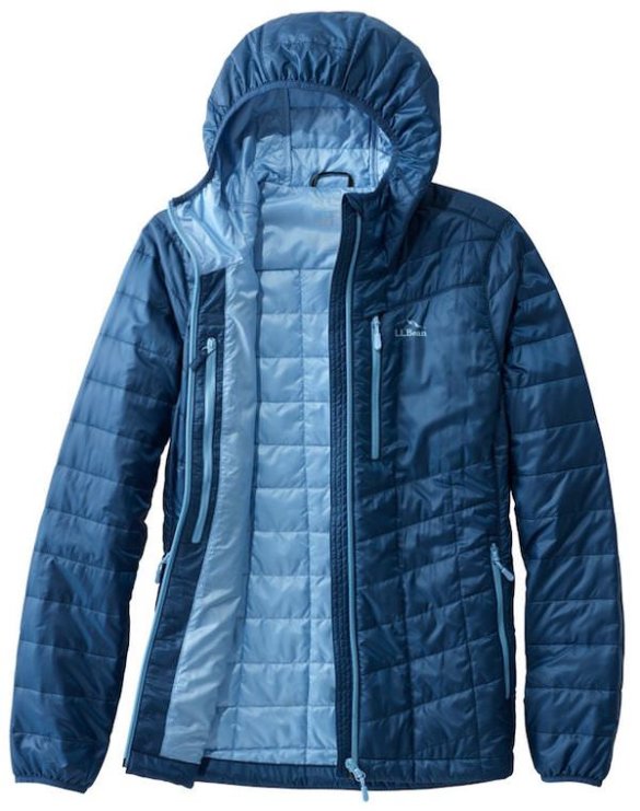 This photo shows the women's L.L.Bean PrimaLoft Packaway Hooded Jacket.