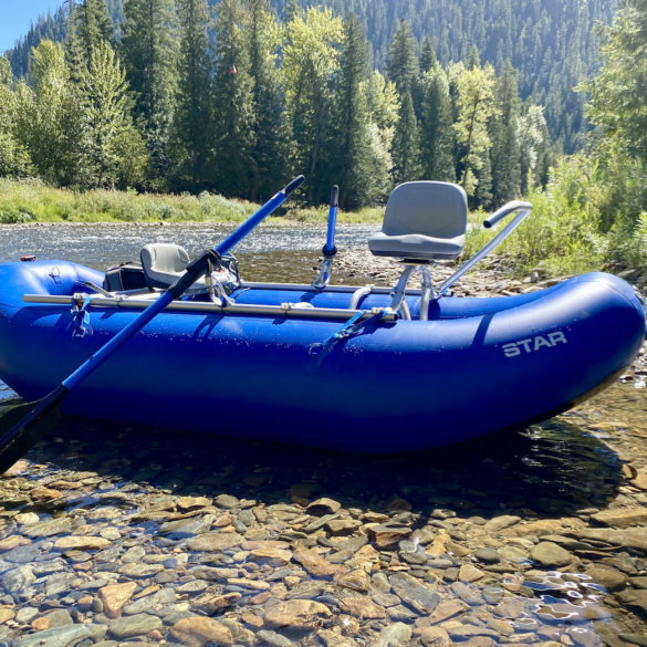 This photo shows the NRS STAR Wonder Bug Raft on a fishing trip during the review and testing process.