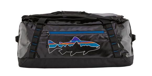 This photo shows the Patagonia Black Hole Duffel w/Fitz Roy Trout.