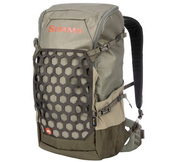 This best fishing backpack photo shoes the Simms Flyweight Backpack.