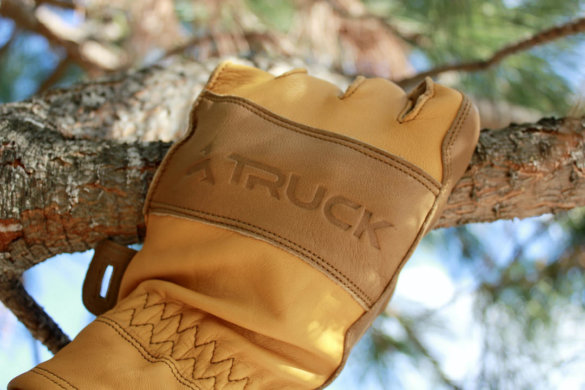 This review photo shows the author wearing the TRUCK M4 work glove during the testing process.