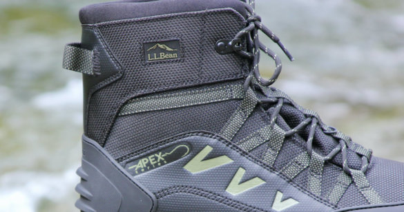 This photo shows a closeup of the L.L.Bean Apex men's wading boots. 