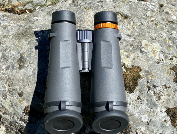 This photo shows the underside of the Maven C.3 10x50 binoculars.