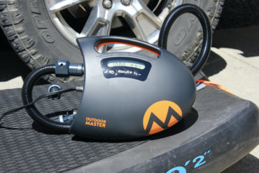 This review photo shows the Outdoor Master The Shark II SUP Air Pump.